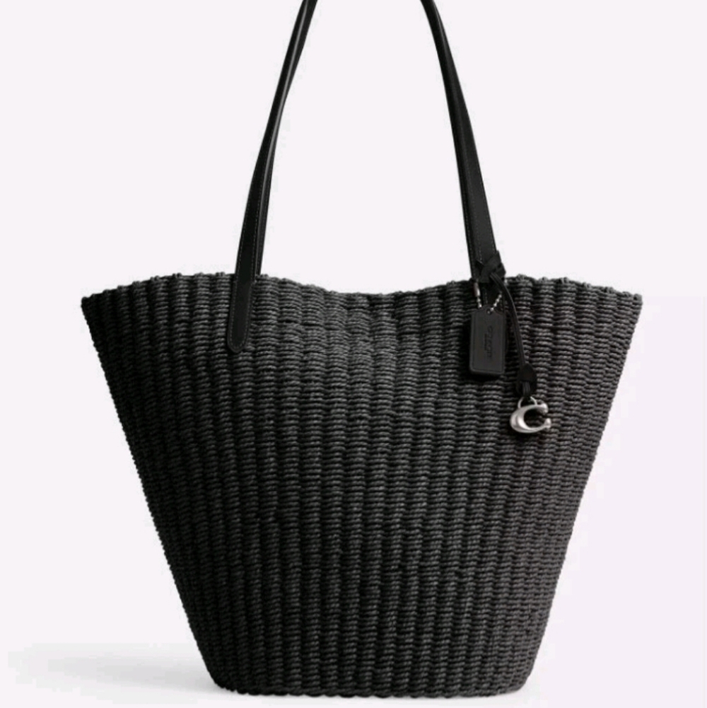 Coach Black Woven Tote Bag